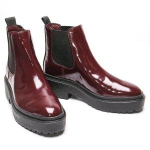 BP Women Maroon Faux Leather Cait Platform Chelsea Boots Sz 8.5 NEW